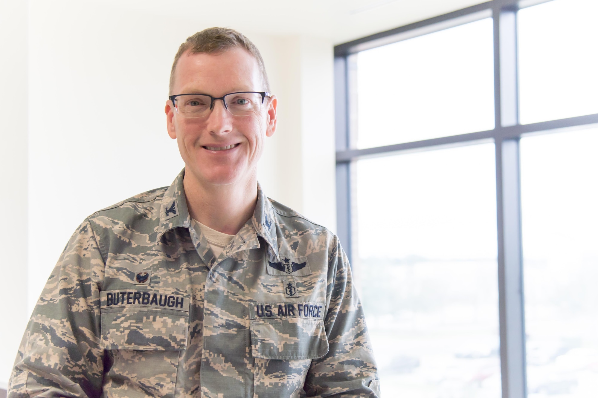 Col. John Buterbaugh, 403rd Aeromedical Staging Squadron commander, poses for a photo Feb. 15 at Keesler Air Force Base, Mississippi. (U.S. Air Force photo/Staff Sgt. Heather Heiney)