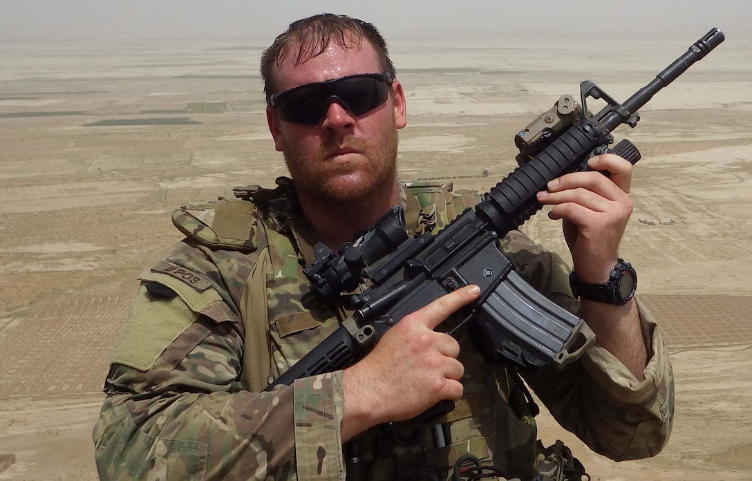 U.S. Air Force Master Sgt. Kristopher Parker, an explosive ordnance disposal technician from Carlsbad, New Mexico, joined the Air Force in 2003 and has participated in numerous missions while deployed to Afghanistan and Iraq. On May 21, 2014, Parker was involved in a mission to clear a warehouse producing improved explosive devices. During this time, Parker and his team engaged in a fire fight with enemy combatants. Providing suppressive fire and creating an escape route, parker enabled his team to eliminate the enemy and return alive. For his courageous acts, Parker received the Silver Star. (Courtesy photo)