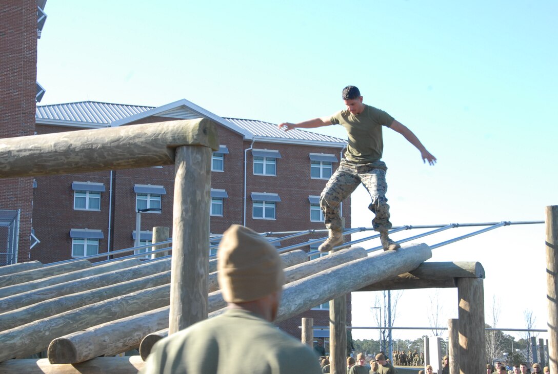 On March 16th, 2017 MCES held its annual Engineer Field Meet on Ellis Field. The annual field meet is held to celebrate the patron saint of engineers, St. Patrick; as well as build camaraderie, espirit de corps, and compete for the four-leaf clover trophy. During the Obstacle Course Relay a team of five Marines runs the O Course from start to finish. 