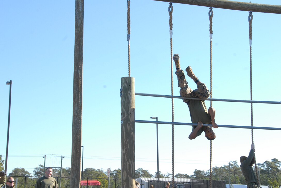 On March 16th, 2017 MCES held its annual Engineer Field Meet on Ellis Field. The annual field meet is held to celebrate the patron saint of engineers, St. Patrick; as well as build camaraderie, espirit de corps, and compete for the four-leaf clover trophy. During the Obstacle Course Relay a team of five Marines runs the O Course from start to finish. 