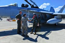 Four EA-18G Growlers arrived at Joint Base Pearl Harbor-Hickam before moving on to Australia, Feb. 16, 2017.  The Growler is an electronic attack aircraft capable of proving force level electronic warfare support by disrupting, deceiving or denying a broad range of electronic systems.  (U.S. Air Force photo by Tech. Sgt. Heather Redman)