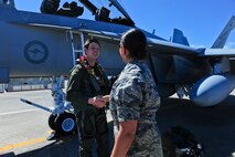 Four EA-18G Growlers arrived at Joint Base Pearl Harbor-Hickam before moving on to Australia, Feb. 16, 2017.  The Growler is an electronic attack aircraft capable of proving force level electronic warfare support by disrupting, deceiving or denying a broad range of electronic systems.  (U.S. Air Force photo by Tech. Sgt. Heather Redman)
