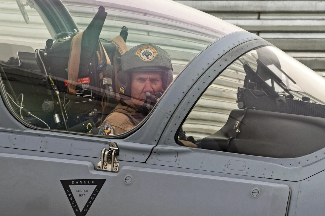 A U.S. pilot taxies one of four A-29 Super Tucano light-attack aircraft arriving for duty at Kabul Air Wing in Kabul, Afghanistan, March 20, 2017. The Afghan air force will use the A-29s for close air attack, air interdiction, escort and armed reconnaissance. These latest arrivals, which traveled from Moody Air Force Base, Ga., increase the A-29 inventory in the country from eight to 12 aircraft. Air Force photo by Tech. Sgt. Veronica Pierce