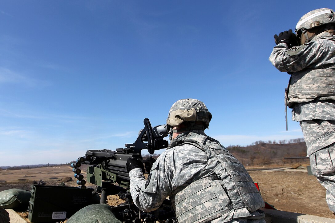 Sgt. Hector Orozco, Bravo Company, 301st Military Intelligence Battalion, Fort Shafter, Hawaii, fires 40mm grenades from the MK19 Automatic Grenade Launcher during a weapons qualification at the Operation Cold Steel exercise conducted at Fort McCoy, Wisconsin, Mar. 19, 2017. Operation Cold Steel is the U.S. Army Reserve’s first large-scale live-fire training and crew-served weapons qualification and validation exercise. Cold Steel is an important step in ensuring that America’s Army Reserve units and Soldiers are trained and ready to deploy on short-notice and bring combat-ready and lethal firepower in support of the Total Army and Joint Force partners anywhere in the world. 475 crews with an estimated 1,600 Army Reserve Soldiers will certify in M2, M19 and M240 Bravo gunner platforms across 12-day rotations through the seven-week exercise. In support of the Total Army Force, First Army Master Gunners participated in Cold Steel to provide expertise in crew level gunnery qualifications, and to develop Vehicle Crew Evaluator training, preparing units here and when they return to their home stations to conduct crew served weapons training and vehicle crew gunnery at the unit-level. 
(U.S. Army Reserve photo by Master Sgt. Anthony L. Taylor)