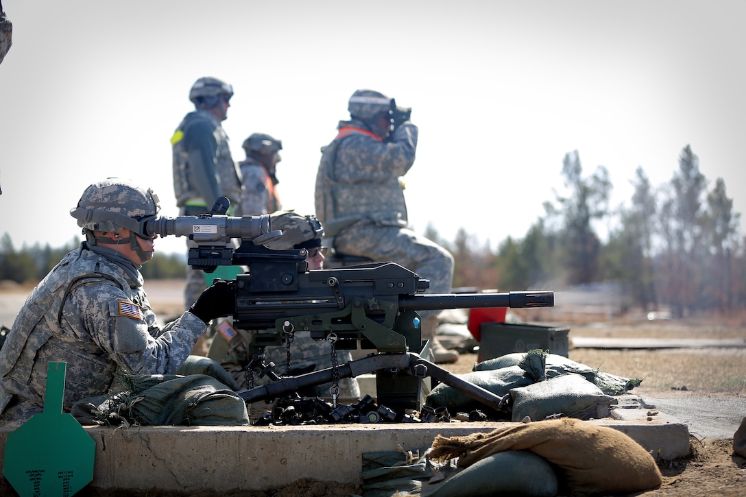 Sgt. Hector Orozco, Bravo Company, 301st Military Intelligence Battalion, Fort Shafter, Hawaii, fires 40mm grenades from the MK19 Automatic Grenade Launcher during a weapons qualification at the Operation Cold Steel exercise conducted at Fort McCoy, Wisconsin, Mar. 19, 2017. Operation Cold Steel is the U.S. Army Reserve’s first large-scale live-fire training and crew-served weapons qualification and validation exercise. Cold Steel is an important step in ensuring that America’s Army Reserve units and Soldiers are trained and ready to deploy on short-notice and bring combat-ready and lethal firepower in support of the Total Army and Joint Force partners anywhere in the world. 475 crews with an estimated 1,600 Army Reserve Soldiers will certify in M2, M19 and M240 Bravo gunner platforms across 12-day rotations through the seven-week exercise. In support of the Total Army Force, First Army Master Gunners participated in Cold Steel to provide expertise in crew level gunnery qualifications, and to develop Vehicle Crew Evaluator training, preparing units here and when they return to their home stations to conduct crew served weapons training and vehicle crew gunnery at the unit-level. 
(U.S. Army Reserve photo by Master Sgt. Anthony L. Taylor)