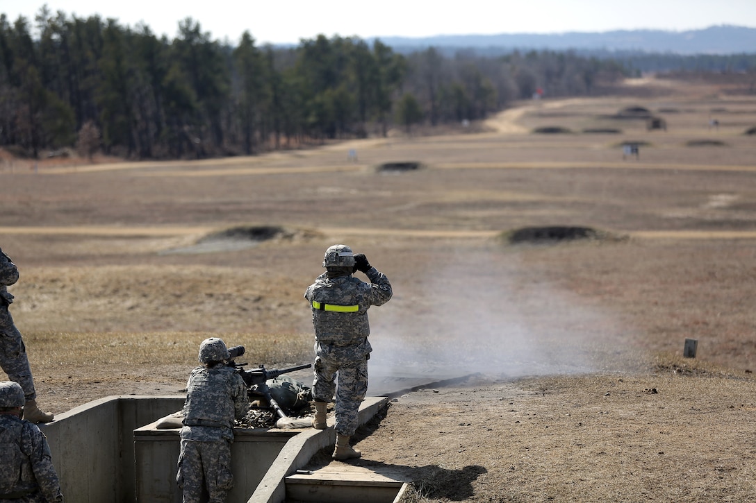 Sgt. Kristie Justice, Chemical, Biological Radiological, and Nuclear Specialist assigned to the 489th Transportation Company, Jacksonville, Florida, fires an M2 .50 Caliber Machine Gun during a weapons qualification at the Operation Cold Steel exercise conducted at Fort McCoy, Wisconsin, Mar. 19, 2017. Operation Cold Steel is the U.S. Army Reserve’s first large-scale live-fire training and crew-served weapons qualification and validation exercise. Cold Steel is an important step in ensuring that America’s Army Reserve units and Soldiers are trained and ready to deploy on short-notice and bring combat-ready and lethal firepower in support of the Total Army and Joint Force partners anywhere in the world. 475 crews with an estimated 1,600 Army Reserve Soldiers will certify in M2, M19 and M240 Bravo gunner platforms across 12-day rotations through the seven-week exercise. In support of the Total Army Force, First Army Master Gunners participated in Cold Steel to provide expertise in crew level gunnery qualifications, and to develop Vehicle Crew Evaluator training, preparing units here and when they return to their home stations to conduct crew served weapons training and vehicle crew gunnery at the unit-level. 
(U.S. Army Reserve photo by Master Sgt. Anthony L. Taylor)