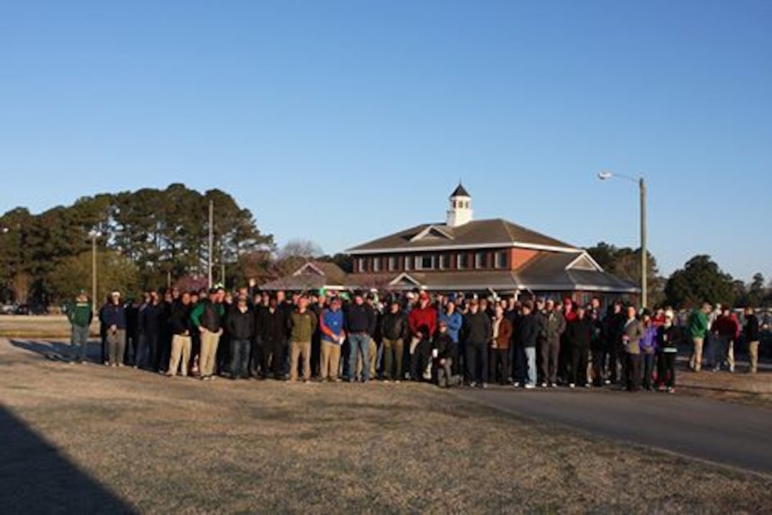 On St. Patrick’s Day, the Marine Corps Engineer School sponsored the Annual Engineer Golf Tournament at Paradise Point Golf Club aboard Camp Lejeune, N. C. Current and past engineers with family and friends honored the patron saint of engineers by building camaraderie within the engineer community. Teams of four competed for the Closest Pin, Longest Drive, Third, Second and First Place Awards. 