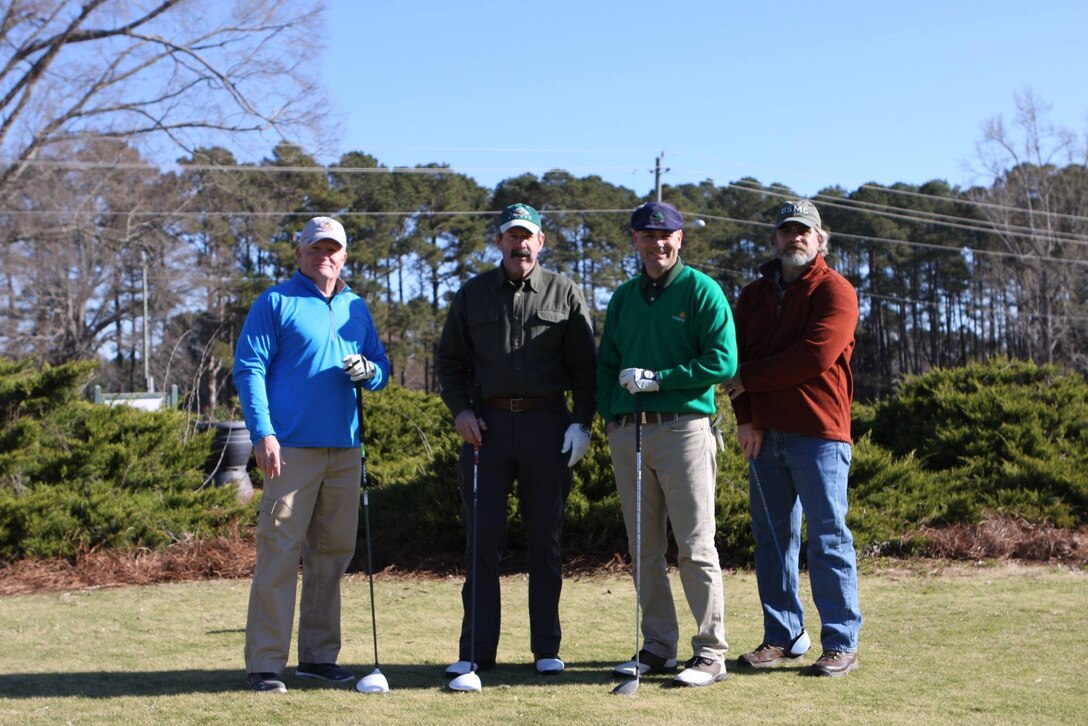 On March 17, 2017 MCES sponsored an Engineer Golf Tournament at the Paradise Point Golf Club to build camaraderie within the engineer community, family, and friends. Pictured are Colonel (ret)	Allen Thoma, Colonel (ret) Richard Smith,  Colonel Daniel O'Hora, and Col (ret)	Steve Heesacker. 

