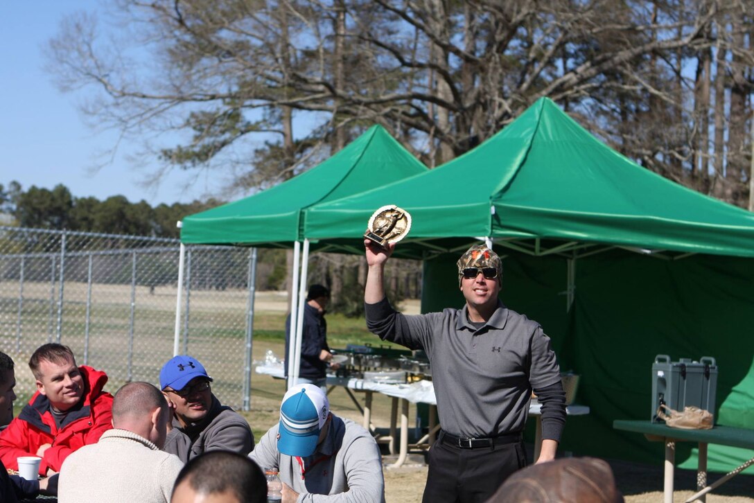 On March 17, 2017 MCES sponsored an Engineer Golf Tournament at the Paradise Point Golf Club to build camaraderie within the engineer community, family, and friends. First Sergeant Luke McKinney, MCES H&S Company First Sergeant; was awarded a trophy for the longest drive of the day.