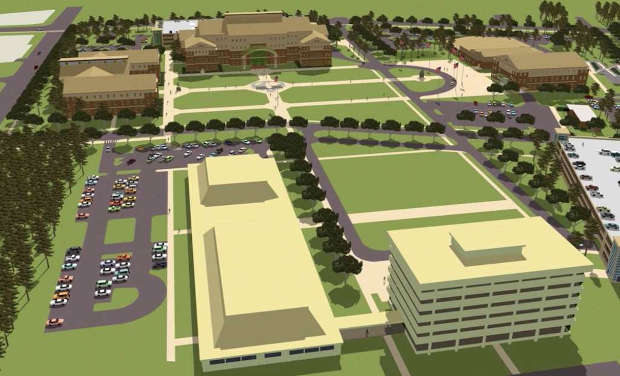 Artist rendering of the JFK Special Warfare Center and School campus at Fort Bragg.  