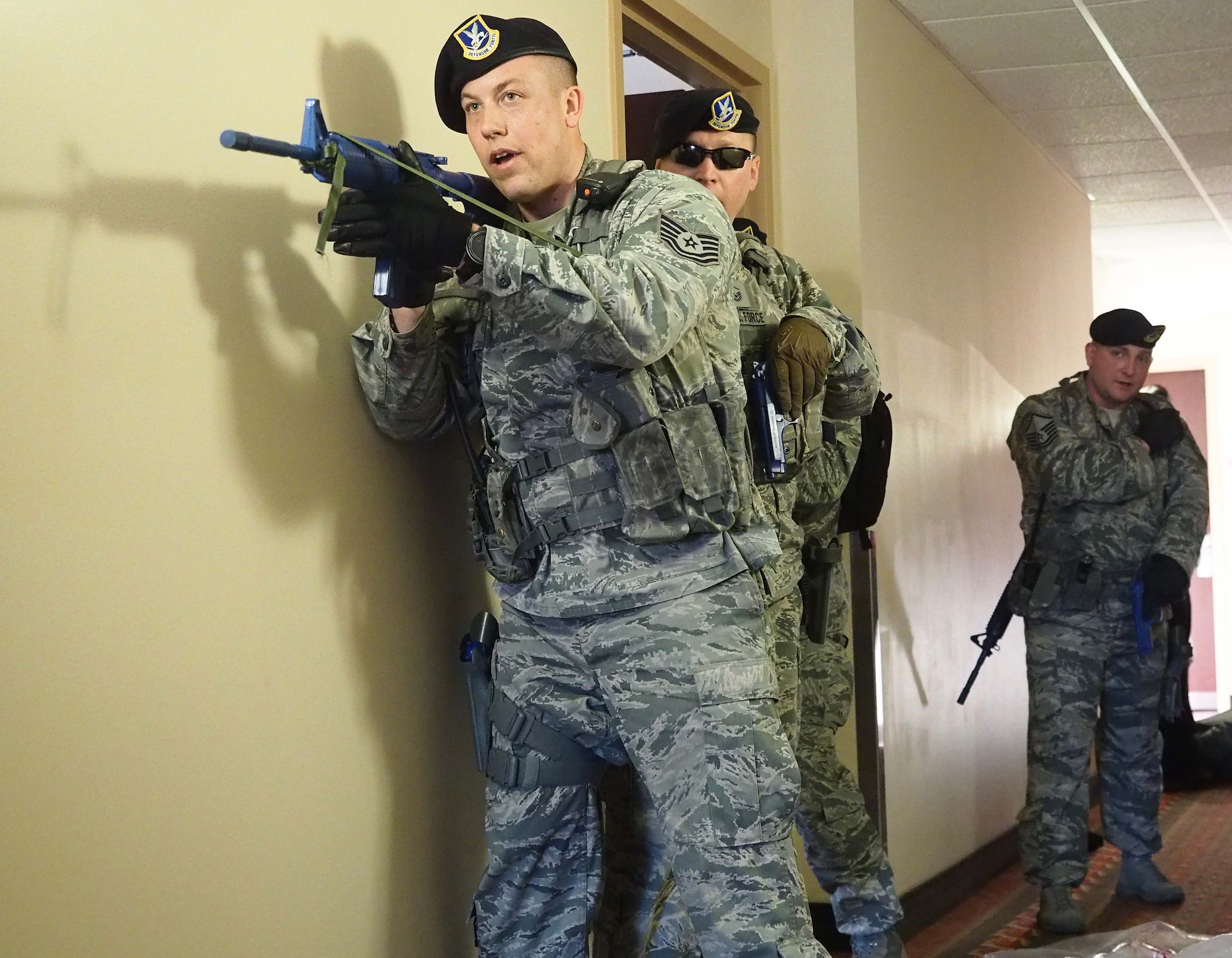 Tech. St. Amy Lovgren, 133rd Airlift Wing, Minnesota Air National Guard, plays a disgruntled Airman in the exercise.