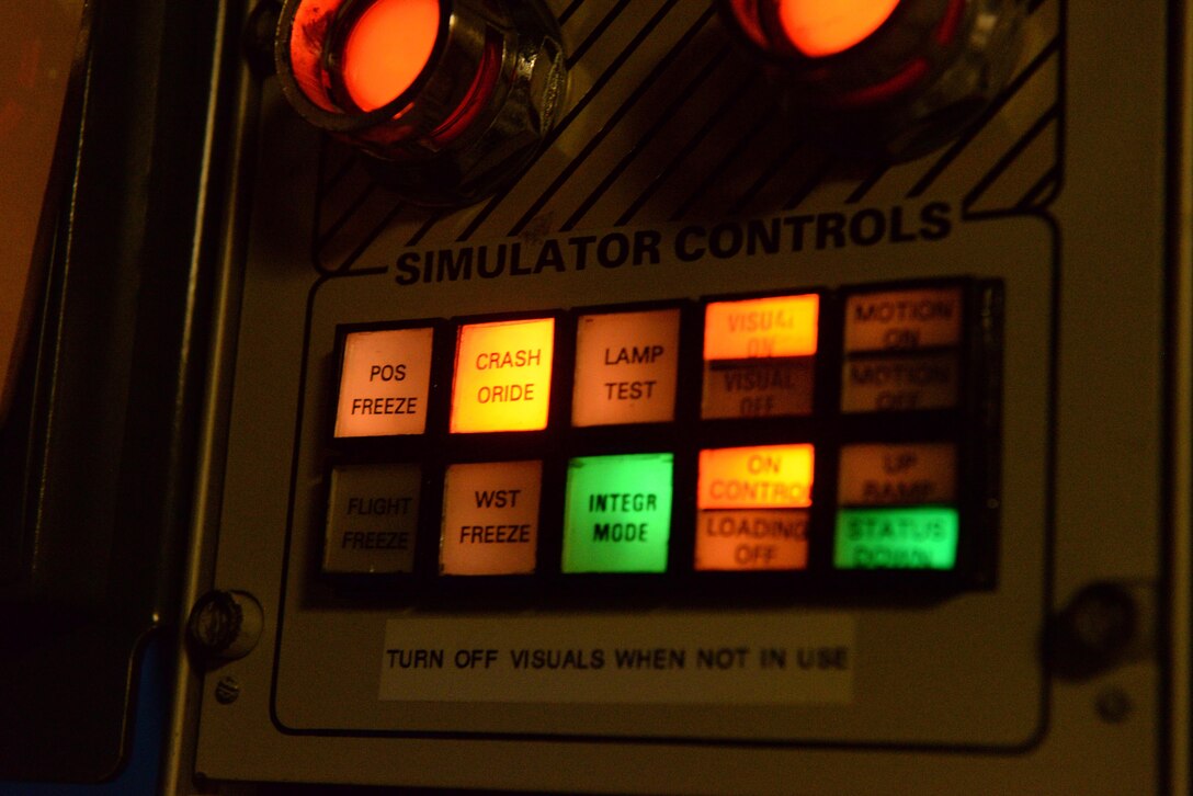 Leadership Abilene Class of 2017 was given the opportunity to tour Dyess Air Force Base, Texas, March 17, 2017. One stop of the tour included the B-1B Lancer simulator where civic leaders learned about the bomber’s mission and capabilities and were able to take turns piloting a simulated B-1. (U.S. Air Force photo by Airman 1st Class Rebecca Van Syoc)