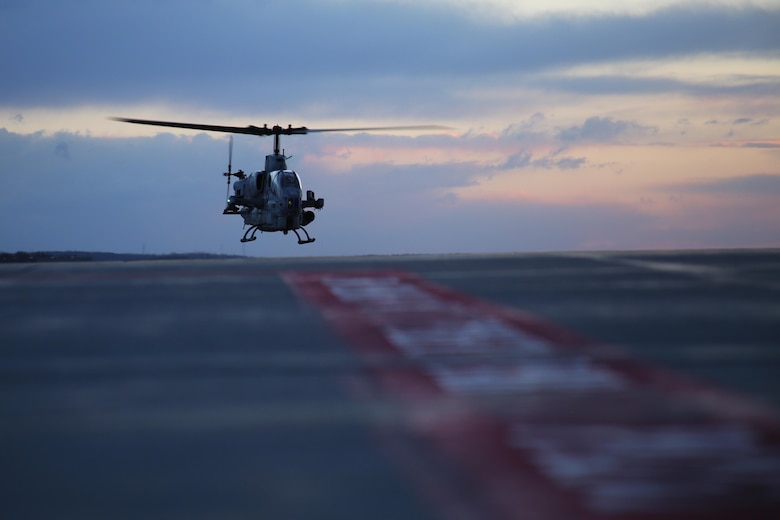 An AH-1W Super Cobra lands to conduct cold weather operations aboard Fort Drum, N.Y., March 8, 2017. The training, which began March 8, involves Marines with Marine Light Attack Helicopter Squadron 269, Marine Aircraft Group 29, 2nd Marine Aircraft Wing, along with other various units across the Department of Defense. The lessons learned from this training will serve as guidance that can be applied to operations all around the world, and make HMLA-269 a more valuable asset to the Air Combat Element of the Marine Corps. (U.S. Marine Corps photo by Cpl. Mackenzie Gibson/Released)