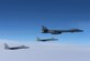 A U.S. Air Force B-1B Lancer flies in formation with Japan Air Self Defense Force F-15s in the vicinity of Japan March 21, 2017. The sortie was carried out as part of U.S. Pacific Command's continuous bomber presence mission.