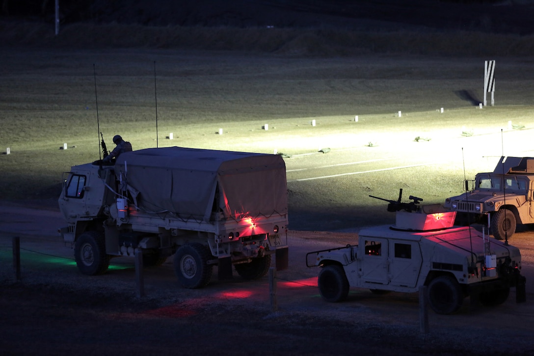 Vehicle gunnery crews line up in their firing order ahead of a night live-fire gunnery qualification during the Operation Cold Steel exercise conducted at Fort McCoy, Wisconsin, Mar. 20, 2017. Operation Cold Steel is the U.S. Army Reserve’s first large-scale live-fire training and crew-served weapons qualification and validation exercise. Cold Steel plays a critical role in ensuring that America’s Army Reserve units and Soldiers are trained and ready to deploy on short-notice and bring combat-ready and lethal firepower in support of the Total Army and Joint Force partners anywhere in the world. In support of the Total Army Force, First Army Master Gunners participated in Cold Steel to provide expertise in crew level gunnery qualifications, and to develop Vehicle Crew Evaluator training, preparing units here and when they return to their home stations to conduct crew served weapons training and vehicle crew gunnery at the unit-level. 475 crews with an estimated 1,600 Army Reserve Soldiers will certify in M2, M19 and M240 Bravo gunner platforms across 12-day rotations through the seven-week exercise. 
(U.S. Army Reserve photo by Master Sgt. Anthony L. Taylor)