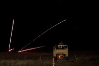 A Light Medium Tactical Vehicle gunnery crew engages targets during a night live-fire gunnery qualification at the Operation Cold Steel exercise conducted at Fort McCoy, Wisconsin, Mar. 20, 2017. Operation Cold Steel is the U.S. Army Reserve’s first large-scale live-fire training and crew-served weapons qualification and validation exercise. Cold Steel plays a critical role in ensuring that America’s Army Reserve units and Soldiers are trained and ready to deploy on short-notice and bring combat-ready and lethal firepower in support of the Total Army and Joint Force partners anywhere in the world. In support of the Total Army Force, First Army Master Gunners participated in Cold Steel to provide expertise in crew level gunnery qualifications, and to develop Vehicle Crew Evaluator training, preparing units here and when they return to their home stations to conduct crew served weapons training and vehicle crew gunnery at the unit-level. 475 crews with an estimated 1,600 Army Reserve Soldiers will certify in M2, M19 and M240 Bravo gunner platforms across 12-day rotations through the seven-week exercise. 
(U.S. Army Reserve photo by Master Sgt. Anthony L. Taylor)