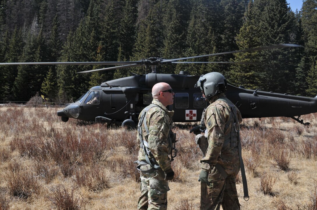 U.S. Army Reserve Commanding General, Lt. Gen. Charles Luckey, accompanies aviators from the 11th Expeditionary Combat Aviation Brigade on a routine MEDEVAC training flight at Fort Carson, Colorado. (U.S. Army Photo by: Cadet Alec Hayes, Army Reserve Aviation Command Public Affairs Office) 
