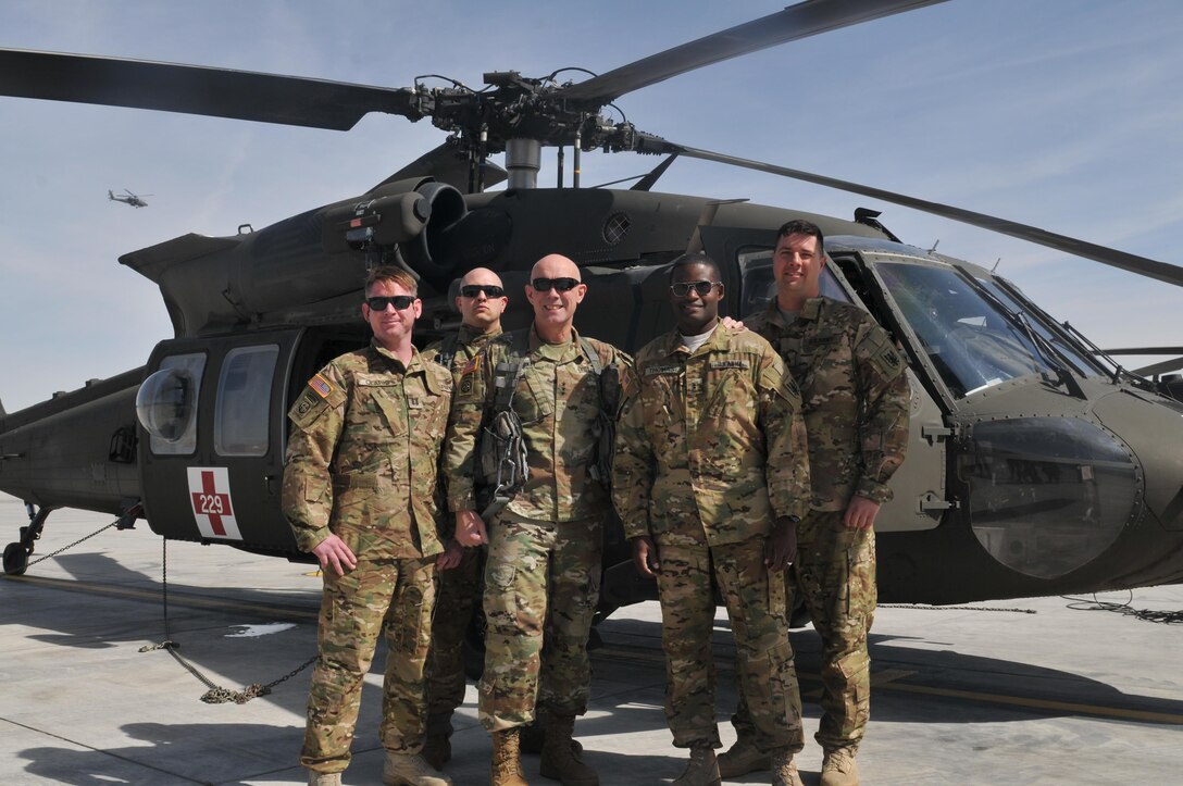 U.S. Army Reserve Commanding General, Lt. Gen. Charles Luckey, accompanies aviators from the 11th Expeditionary Combat Aviation Brigade on a routine MEDEVAC training flight at Fort Carson, Colorado. (U.S. Army Photo by: Cadet Alec Hayes, Army Reserve Aviation Command Public Affairs Office) 