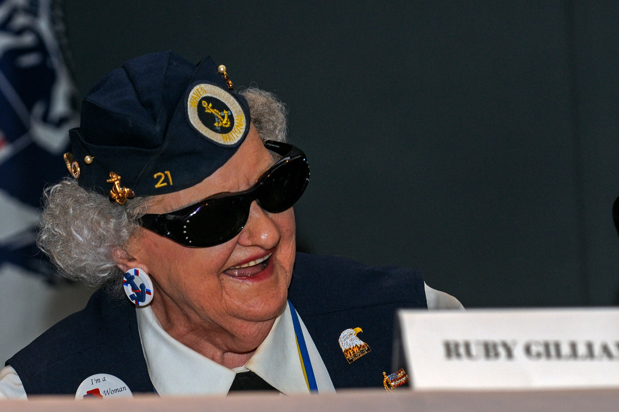 Ruby Gilliam, a World War II Veteran, participated in a Veterans panel discussion for women Mar. 10, 2017 at the Ohio History Center in Columbus, Ohio. The discussion was sponsored by the Ohio Department of Veterans Services in honor of Women's History Month. (U.S. Air National Guard photo by Senior Airman Wendy Kuhn)