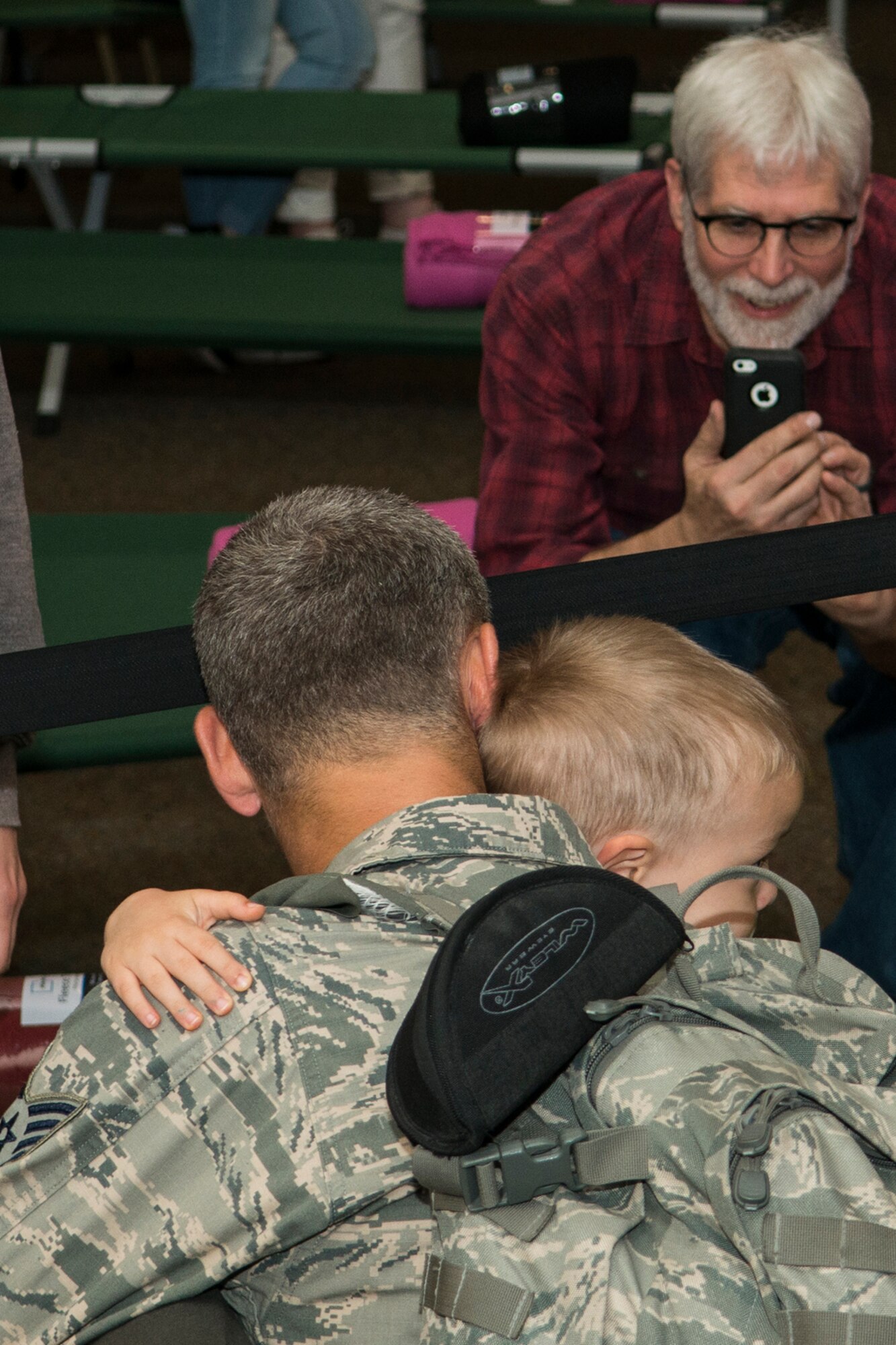 A U.S. Air Force Airman returns home from a six-month deployment on Mar. 20, 2017, Barksdale Air Force Base, La. The Airman deployed to Southwest Asia in support of Operations Inherent Resolve and Freedom’s Sentinel. (U.S. Air Force photo by Master Sgt. Greg Steele/released)