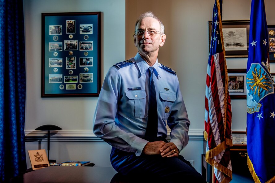 Lt. Gen. Mark Ediger, U.S. Air Force Surgeon General, photographed in his office at the Pentagon, July 8, 2016. Ediger retires from the Air Force, June 1, 2018. (U.S. Air Force photo by J.M. Eddins Jr.)