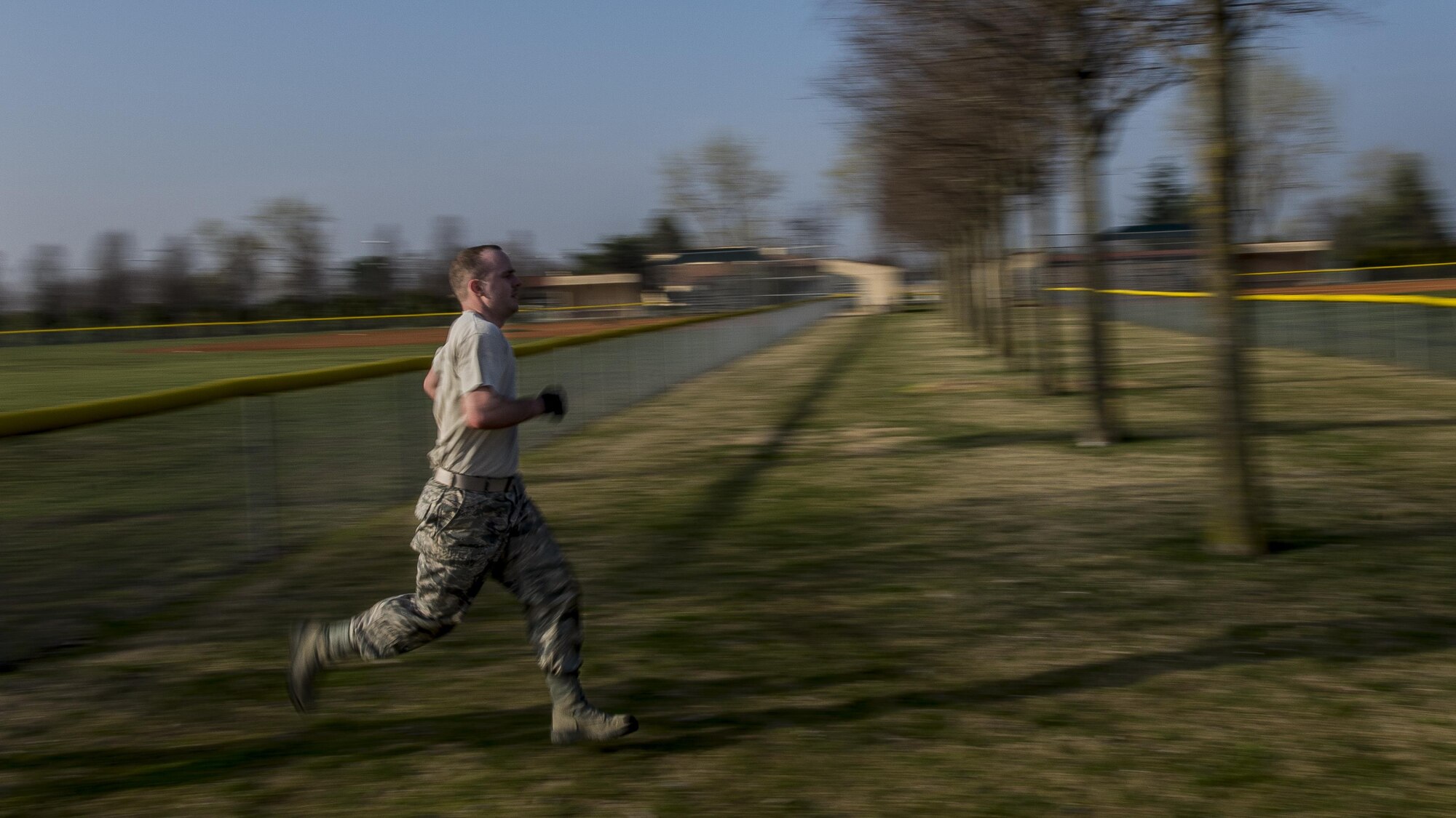 Second Lt. William Mitchell, 31st Fighter Wing Staff Agencies member, participates in the first Combat Warrior Challenge at Aviano Air Base, March 16, 2017. Eight teams of Airmen, representing squadrons from the 31st Fighter Wing, competed in a series of obstacles that tested physical strength and mental toughness. (U.S. Air Force photo by Senior Airman Cory W. Bush)