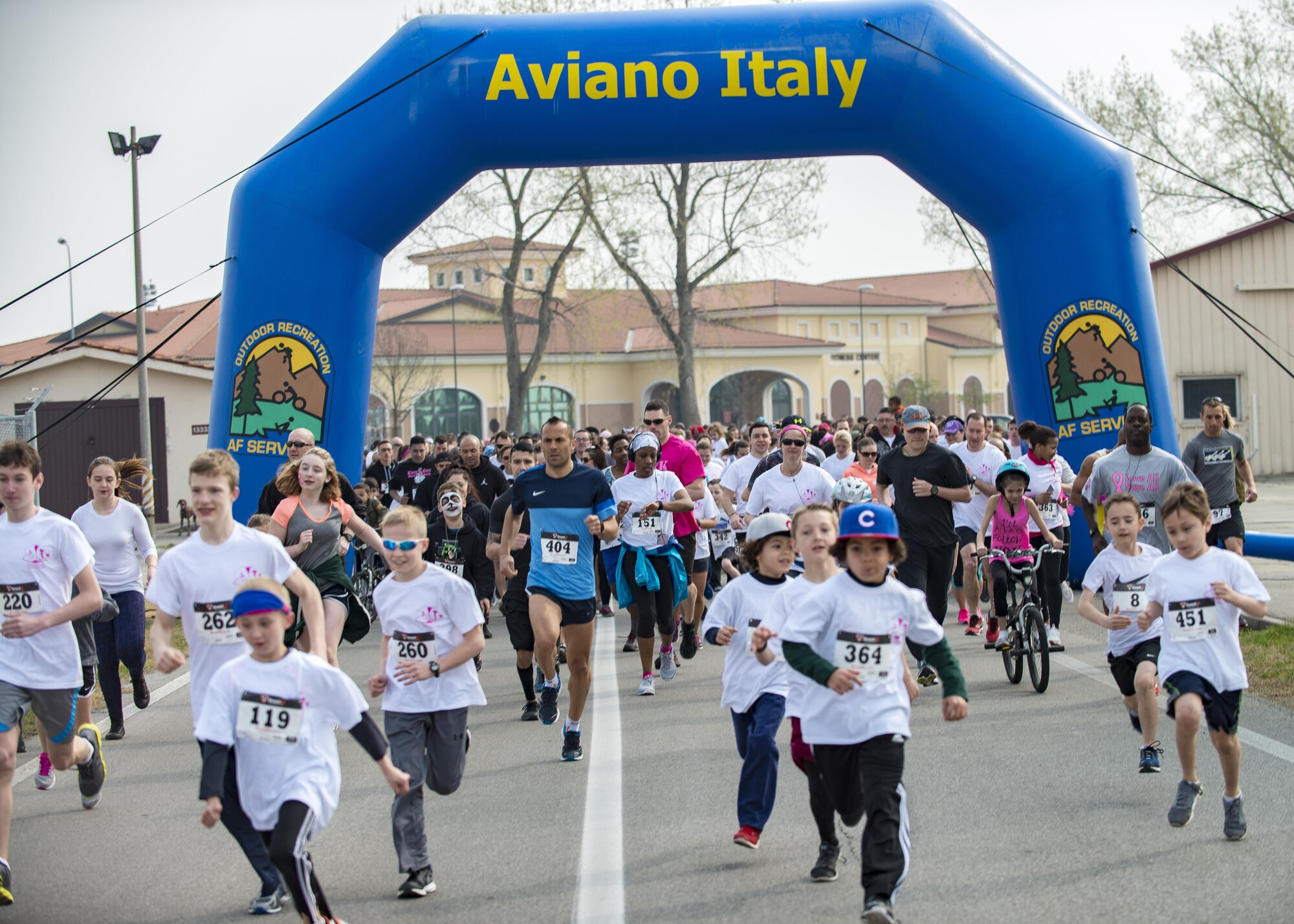 Team Aviano members and local Italians gathered for the 11th Annual Breast Cancer Awareness Walk at Aviano Air Base, Italy, March 18, 2017. More than 500 participants helped raise over $12,000 for the Centro di Riferimento Oncologico, a local oncology referral center, and The Rose, a non-profit mobile mammography bus that offers exams and treatments to underprivileged women in the Houston area. (U.S. Air Force photo by Senior Airman Cory W. Bush)