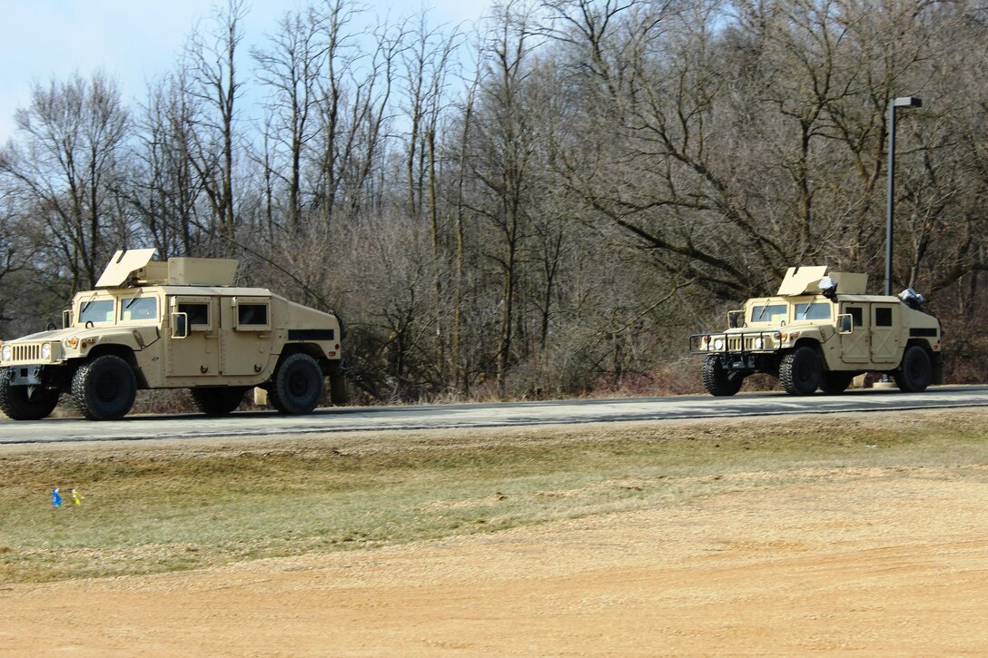 Soldiers at Fort McCoy for the Operation Cold Steel exercise participate in exercise operations March 17, 2017, at Fort McCoy, Wis. Operation Cold Steel’s purpose is to qualify select gun crews to support “Objective-T” requirements for Army Early Response Forces, or AERF. Army Reserve forces, which are part of the overall AERF contingency forces, are part of the Army plan to provide a force that can deploy on short notice to respond to contingencies when needed. (U.S. Army Photo by Scott T. Sturkol, Public Affairs Office, Fort McCoy, Wis.)