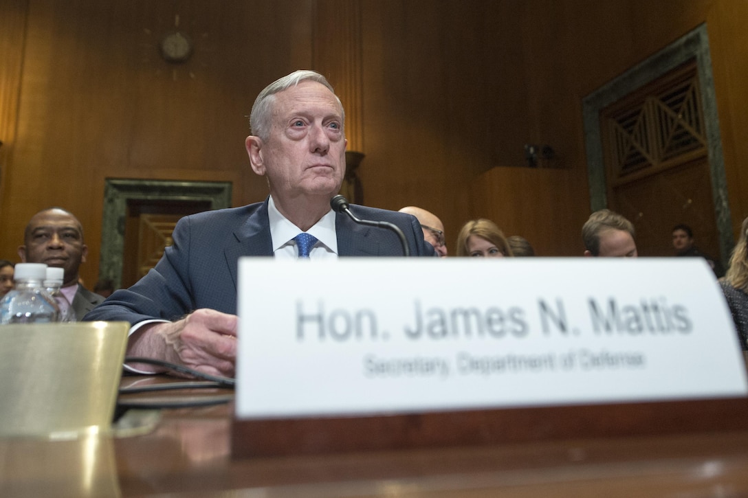 Defense Secretary James N. Mattis discusses the Defense Department’s fiscal year 2017 budget request during testimony before the Senate Appropriations Committee, March 22, 2017. DoD photo by Navy Petty Officer 2nd Class Dominique A. Pineiro