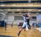 A 96th Medical Group player jumps up to serve during their intramural volleyball game with the 96th Force Support Squadron March 21 at Eglin Air Force Base, Fla.  The MDG destroyed the other team winning in two games, 25-12 and 25-14.  (U.S. Air Force photo/Samuel King Jr.)