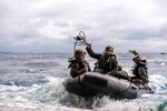 Marines assigned to the 31st Marine Expeditionary Unit (MEU) embark the well deck of the amphibious transport dock ship USS Green Bay (LPD 20) during a combat rubber raiding craft rehearsal, Mar. 11, 2017. Green Bay, part of the Bonhomme Richard Expeditionary Strike Group, with embarked 31st MEU, is on a routine patrol, operating in the Indo-Asia-Pacific region to enhance warfighting readiness and posture forward as a ready-response force for any type of contingency. 