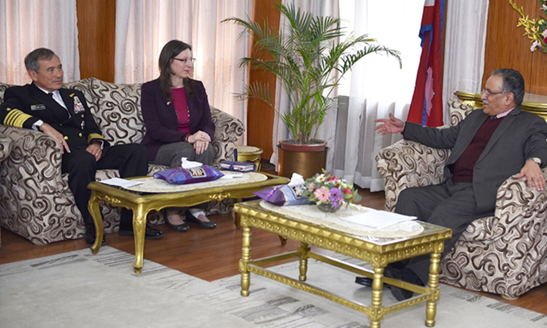 Admiral Harry B. Harris, Jr., Commander of the United States Pacific Command, visited Kathmandu to participate in the opening ceremony of a U.S.-sponsored multinational U.N. Peacekeeping exercise (Shanti Prayas) designed to provide pre-deployment training to U.N. partner countries in preparation for real-world peacekeeping operations and to meet with Nepali leaders, Mar. 21, 2017