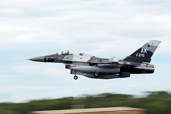 A U.S. Air Force F-16 Fighting Falcon takes off from Royal Australian Air Force Base Williamtown, during Exercise Diamond Shield 2017 in New South Wales, Australia, March 21, 2017. (U.S. Air Force photo by Tech. Sgt. Steven R. Doty)