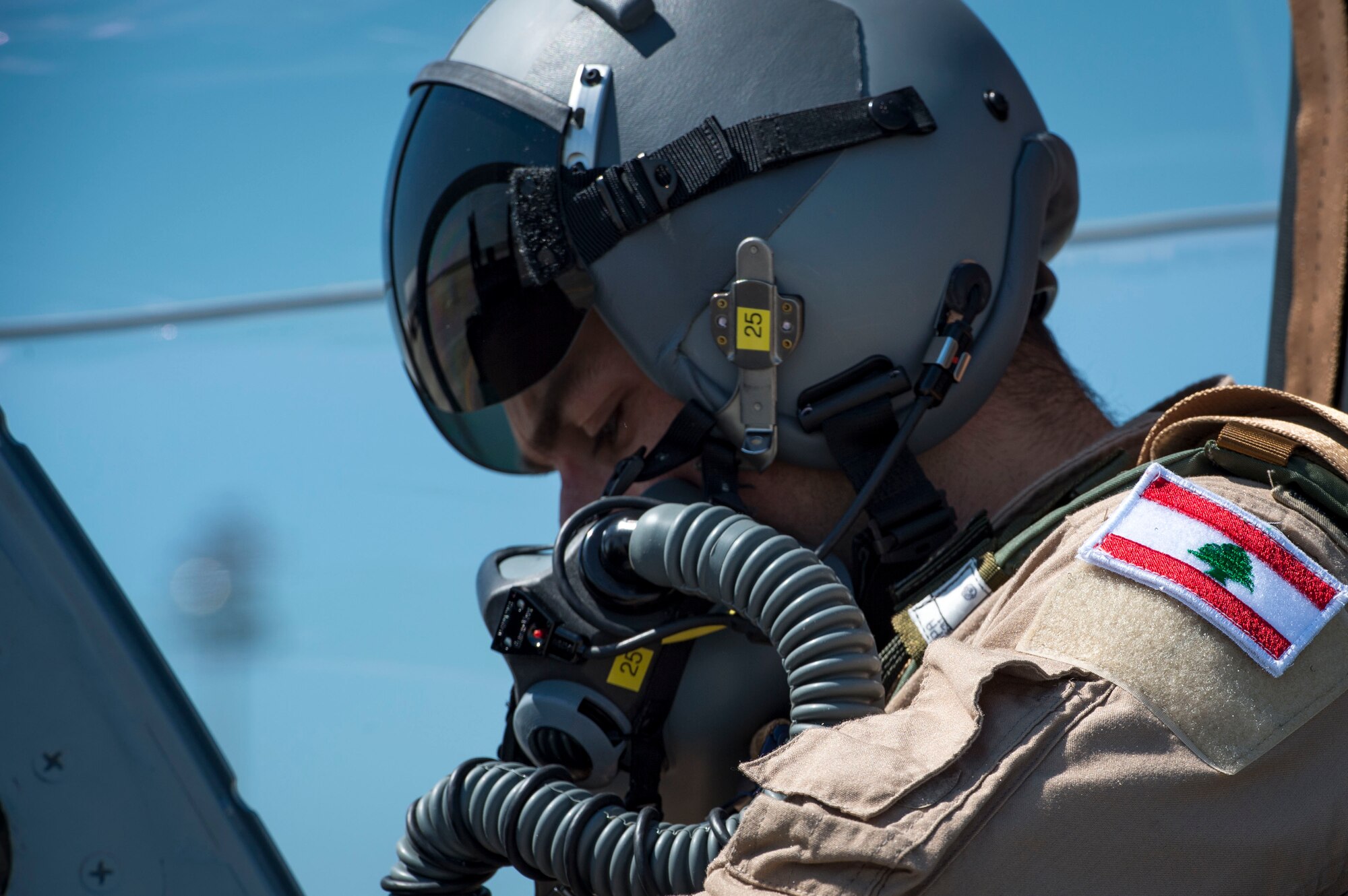 A Lebanese A-29 Super Tucano student pilot from the 81st Fighter Squadron, conducts the first “in-seat” training sortie, March 22, 2017, at Moody Air Force Base, Ga. The program began in March 2017 and is designed to ensure the Lebanon air force receives the support and training needed to safely and effectively employ the A-29 Aircraft. (U.S. Air Force photo by Tech. Sgt. Zachary Wolf)