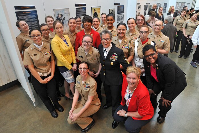 Women veterans gather at the Women in Military Service for America Memorial in Arlington, Va., March 21, 2017, for an event to mark the centennial of Loretta Perfectus Walsh joining the Navy and becoming America's first official enlisted woman. The event honored the service of the more than 2.5 million women veterans of the U.S. military. Department of Veterans Affairs photo by Robert Turtil
