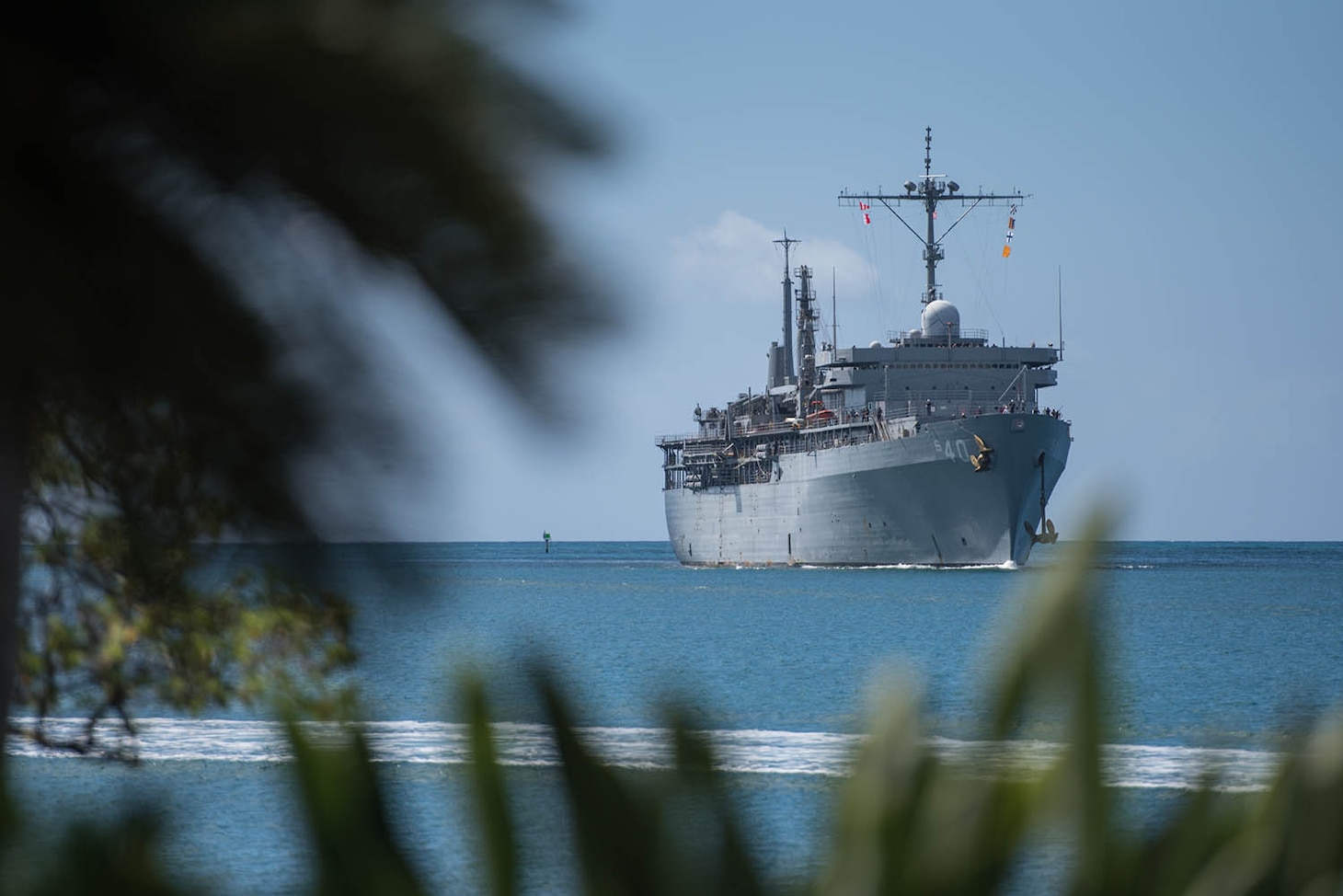 170322-N-KC128-0023 
PEARL HARBOR (March 22, 2017) The Emory S. Land-class submarine tender USS Frank Cable (AS 40) arrived at Joint Base Pearl Harbor-Hickam. Frank Cable is en route to Portland, Oregon, for its dry-dock phase maintenance availability. (U.S. Navy photo by Mass Communication Specialist 1st Class Daniel Hinton/Released)