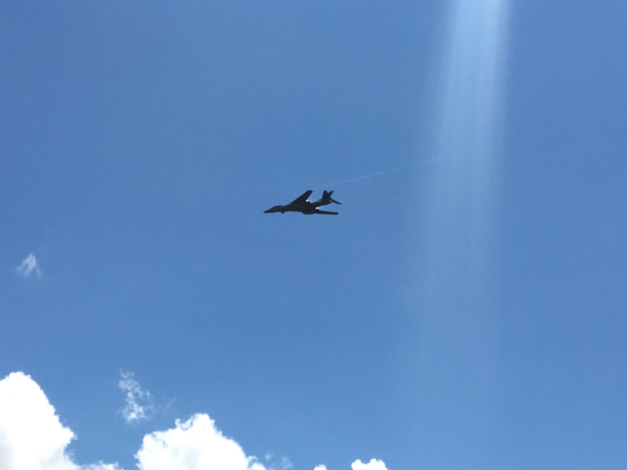 Two U.S. Air Force B-1B Lancer bomber aircraft with the 7th Bomb Wing, 9th Expeditionary Bomb Squadron from Dyess Air Force Base, Texas, currently deployed to Andersen Air Force Base in Guam, conduct a flyover during Langkawi International Maritime and Aerospace Exhibition (LIMA) 2017, Langkawi Island, Malaysia, March 21, 2017. LIMA is the premier aerospace and maritime exhibition in Malaysia. The biennial event helps grow military-to-military relationship between participants. The B-1 is a highly versatile, multi-mission weapon system that can rapidly deliver massive quantities of precision and non-precision weapons against any adversary. The B-1 is a key component to improving both joint service and ally interoperability. The rotation of this aircraft supports U.S. Pacific Command’s Continuous Bomber Presence, and is specifically designed to demonstrate the commitment of the U.S. to the Indo-Asia-Pacific region and regional security. (U.S. Air Force photo by Capt. Jessica Clark)