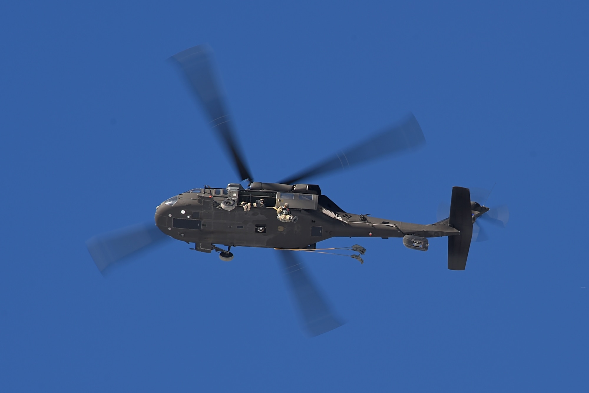 Tactical air control party Airmen with the 3rd Air Support Operations Squadron and paratroopers with the 4th Quartermaster Company, 725th Brigade Support Battalion (Airborne), 4th Infantry Brigade Combat Team (Airborne), 25th Infantry Division, U.S. Army Alaska,  conduct jump training at the Malemute Drop Zone at Joint Base Elmendorf-Richardson, Alaska, March 22, 2017. Routine jump training is conducted to maintain proficiency and train for prospective missions. 