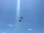 Two U.S. Air Force B-1B Lancer bomber aircraft with the 7th Bomb Wing, 9th Expeditionary Bomb Squadron from Dyess Air Force Base, Texas, currently deployed to Andersen Air Force Base in Guam, conduct a flyover during Langkawi International Maritime and Aerospace Exhibition (LIMA) 2017, Langkawi Island, Malaysia, March 21, 2017. LIMA is the premier aerospace and maritime exhibition in Malaysia. The biennial event helps grow military-to-military relationship between participants. The B-1 is a highly versatile, multi-mission weapon system that can rapidly deliver massive quantities of precision and non-precision weapons against any adversary. The B-1 is a key component to improving both joint service and ally interoperability. The rotation of this aircraft supports U.S. Pacific Command’s Continuous Bomber Presence, and is specifically designed to demonstrate the commitment of the U.S. to the Indo-Asia-Pacific region and regional security. (U.S. Air Force photo by Capt. Jessica Clark)