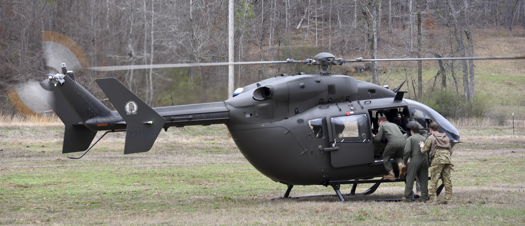 Airmen from the 117th Air Refueling Wing conduct survival training in Hanceville, Ala., Feb. 12, 2017.  The survival course instructed Airmen how to navigate unknown terrain in order to find a safe landing zone to be extracted by helicopter.  The training is mandatory every three years to maintain mission readiness.  (U.S. Air National Guard photo by Staff Sgt. Jeremy Farson)