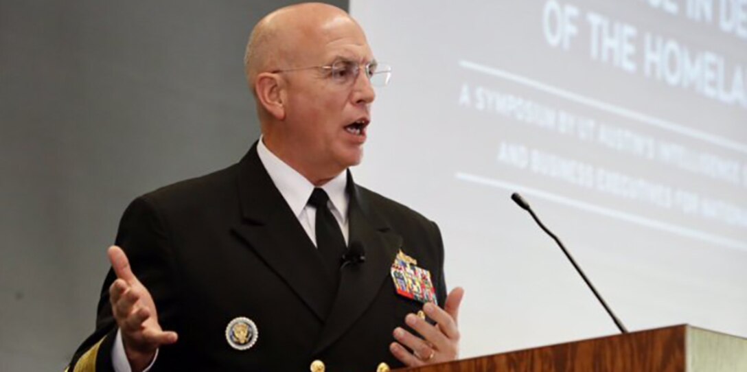 AUSTIN, Texas (March 23, 2017) -- Navy Adm. Kurt W. Tidd, commander of U.S. Southern Command, speaks during the Intelligence in Defense of the Homeland at the University of Texas. (Photo courtesy of Univ. of Texas Intelligence Studies Project)