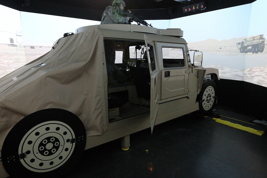 Army Reserve gunnery crews train in a Reconfigurable Vehicle Tactical Trainer ahead of a live-fire qualification at the Operation Cold Steel exercise in Fort McCoy, Wisconsin, Mar. 23, 2017. RVTT is a 360-degrees immersion that replicates realistic environments and situations providing Soldiers with comprehensive and realistic combat experience. Operation Cold Steel is the U.S. Army Reserve’s first large-scale live-fire training and crew-served weapons qualification and validation exercise taking place from March 9 through April 25, 2017. Cold Steel is key to ensuring that America’s Army Reserve units and Soldiers are trained and ready to deploy on short-notice and bring combat-ready and lethal firepower in support of the Total Army and Joint Force partners around the world. In support of the Total Army Force, First Army Master Gunners participated in Cold Steel to provide expertise in crew level gunnery qualifications, and to develop Vehicle Crew Evaluator training, preparing units here and when they return to their home stations to conduct crew served weapons training and vehicle crew gunnery at the unit-level. 475 crews with an estimated 1,600 Army Reserve Soldiers will certify in M2, M19 and M240 Bravo crew served weapons mounted to various military vehicle platforms such as Humvees, Family of Medium Tactical Vehicles, Heavy Expanded Mobility Tactical Trucks, and Heavy Equipment Transport Systems across 12-day rotations (15 crews per cycle) through the seven-week exercise.
(U.S. Army Reserve photo by Master Sgt. Anthony L. Taylor)