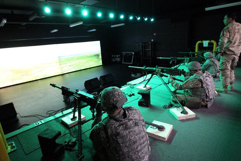 Army Reserve gunnery crews train in an Engagement Skills Trainer 2000 using M2 weapon systems at the Operation Cold Steel exercise in Fort McCoy, Wisconsin, Mar. 23, 2017. The EST 2000 assists in the development, improvement and sustainment of marksmanship skills. The system uses interactive training scenarios to train personnel in the use of different weapon systems. Operation Cold Steel is the U.S. Army Reserve’s first large-scale live-fire training and crew-served weapons qualification and validation exercise taking place from March 9 through April 25, 2017. Cold Steel is key to ensuring that America’s Army Reserve units and Soldiers are trained and ready to deploy on short-notice and bring combat-ready and lethal firepower in support of the Total Army and Joint Force partners around the world. In support of the Total Army Force, First Army Master Gunners participated in Cold Steel to provide expertise in crew level gunnery qualifications, and to develop Vehicle Crew Evaluator training, preparing units here and when they return to their home stations to conduct crew served weapons training and vehicle crew gunnery at the unit-level. 475 crews with an estimated 1,600 Army Reserve Soldiers will certify in M2, M19 and M240 Bravo crew served weapons mounted to various military vehicle platforms such as Humvees, Family of Medium Tactical Vehicles, Heavy Expanded Mobility Tactical Trucks, and Heavy Equipment Transport Systems across 12-day rotations (15 crews per cycle) through the seven-week exercise.
(U.S. Army Reserve photo by Master Sgt. Anthony L. Taylor)