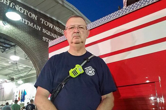 Army Reserve Sgt. 1st Class Bill Coan, 58, who’s also a volunteer fireman working with the Hurffville Fire Company at Station 10-3 in New Jersey, poses for a photo at a fire station, March 8, 2017. Coan has been recognized for his work as a firefighter multiple times. Army Reserve photo by Sgt. Russell Toof