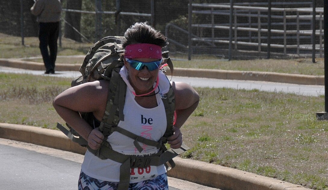 Army Sgt. 1st Class Nikki Shaw of the Defense Threat Reduction Agency carried a rucksack the entire way, to prepare for a German military-preparedness  award.