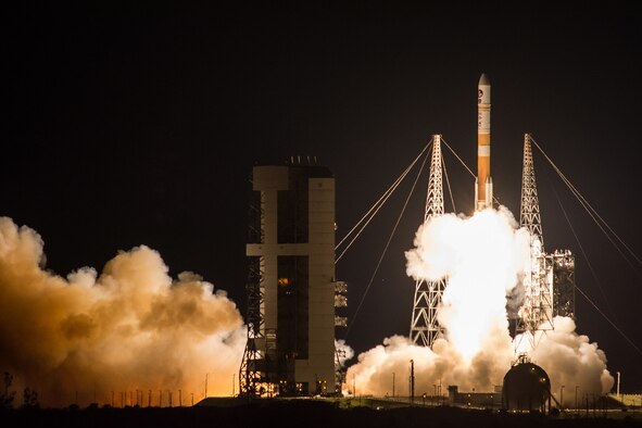 The U.S. Air Force successfully launched the ninth Boeing-built Wideband Global SATCOM satellite aboard a United Launch Alliance Delta IV Evolved Expendable Launch Vehicle from Space Launch Complex 37B, Cape Canaveral Air Force Station, Fla. March 18, 2017. WGS satellites play an integral part in the strategic and tactical coordination of military operations.  With this launch, WGS-9 will significantly enhance the current WGS constellation by providing increased communication capacity and coverage. (Courtesy photo/ United Launch Alliance)
