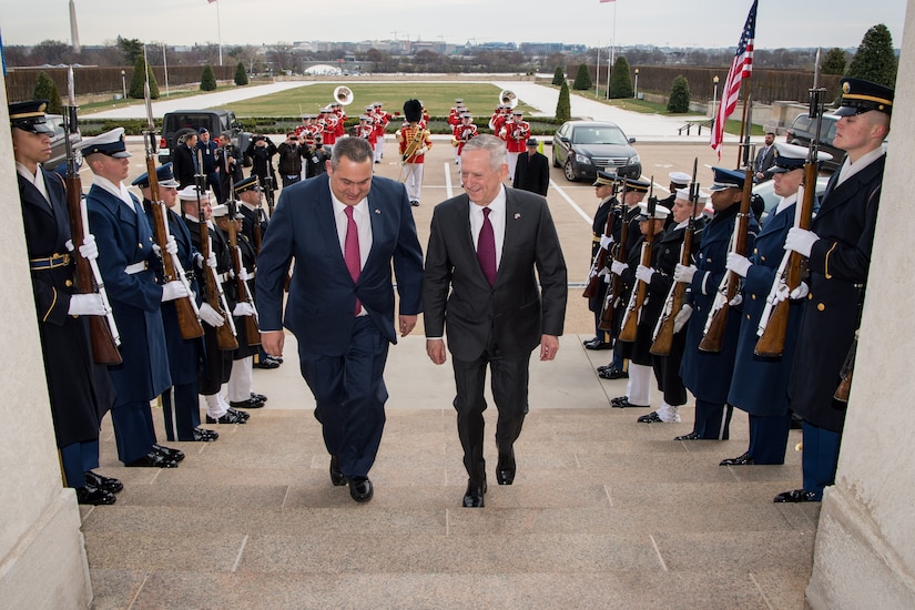 Defense Secretary Jim Mattis meets Greek Defense Minister Panos Kammenos at the Pentagon, March 24, 2017. DoD photo by Air Force Staff Sgt. Jette Carr