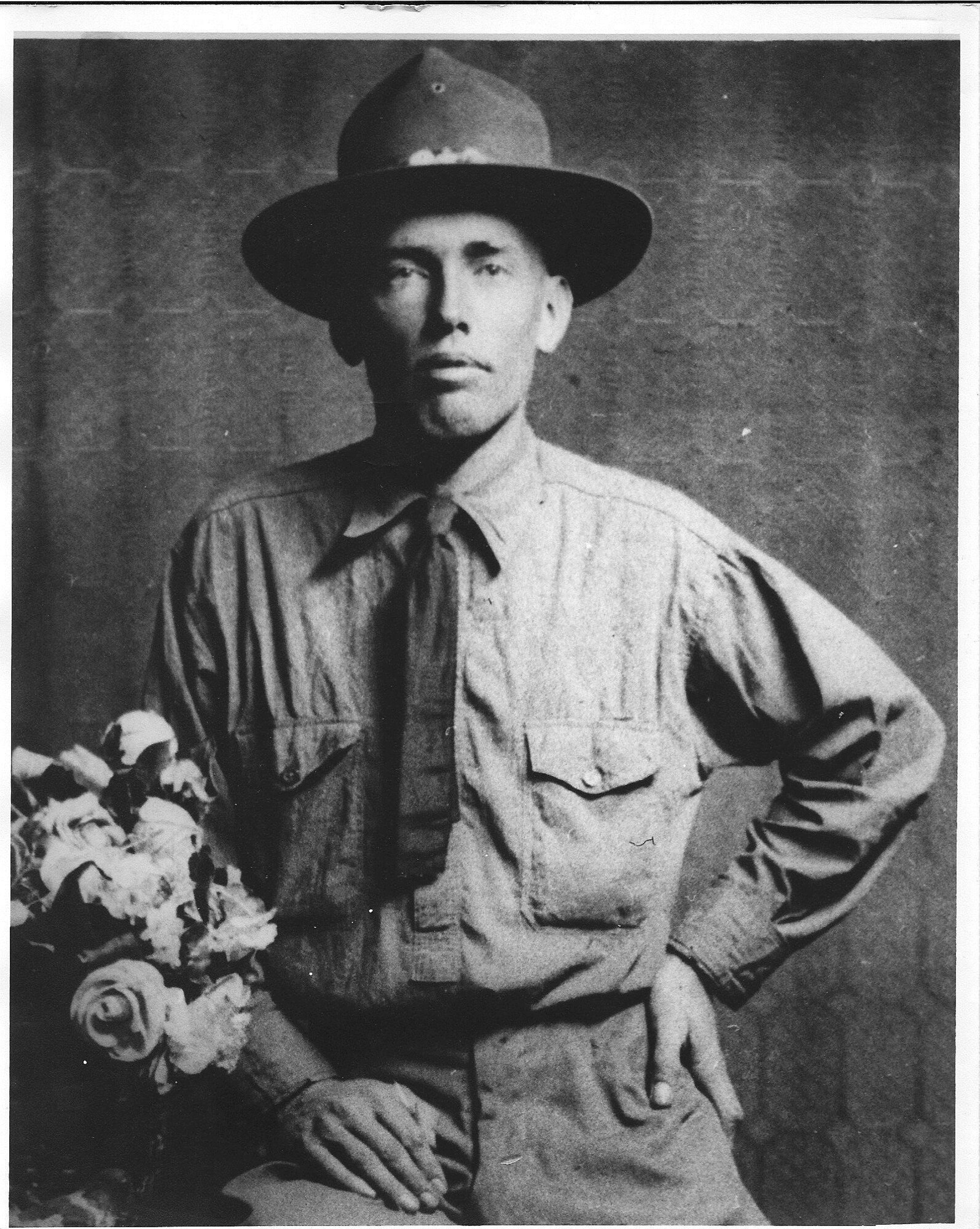 U.S. Army LTC Christopher Moenster and U.S. Air Force Lt. Col. Todd Moenster's maternal great grandfather who saw combat in World War I in France.