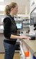 Katie Steinback, a student in the Education Center’s pharmacy technician program, inputs a patient’s date into a new computer March 13, 2017, at Columbus Air Force Base, Mississippi. The new monitors can swivel in almost any direction allowing pharmacy technicians to see patient data without having to walk up directly to the monitors. (U.S. Air Force photo illustration by Airman 1st Class Beaux Hebert)