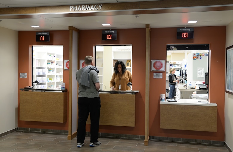 Second Lt. Nathan Bruhn, 14th Student Squadron, picks up a prescription March 17, 2017, at Columbus Air Force Base, Mississippi. The pharmacy is located in the 14th Medical Group Koritz Clinic. (U.S. Air Force photo by Airman 1st Class Beaux Hebert)